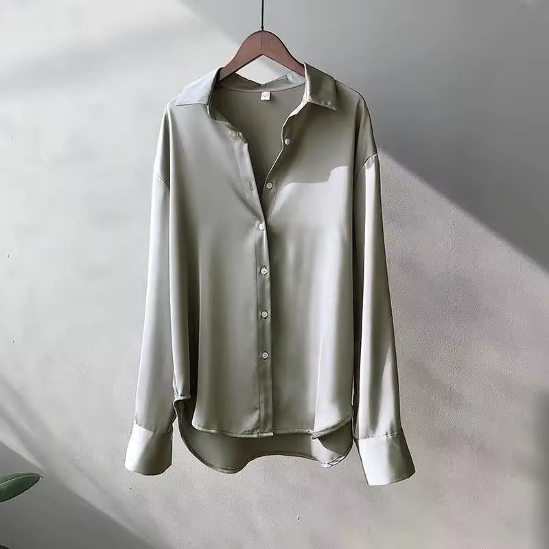 Silk Blouse for Women - Elegant Long Sleeve Shirt for Casual or Formal Wear