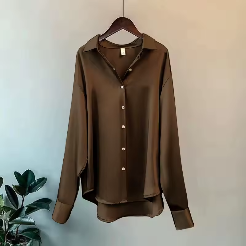 Silk Blouse for Women - Elegant Long Sleeve Shirt for Casual or Formal Wear