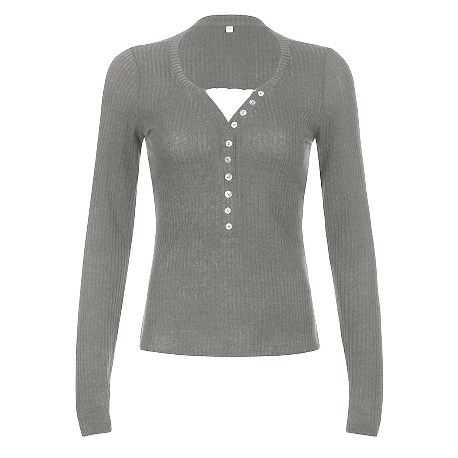 Slim Fit Long Sleeve Knit Top for Women - Soft Stretch Fabric Casual Wear - Perfect for Layering or Everyday Use