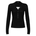 Slim Fit Long Sleeve Knit Top for Women - Soft Stretch Fabric Casual Wear - Perfect for Layering or Everyday Use