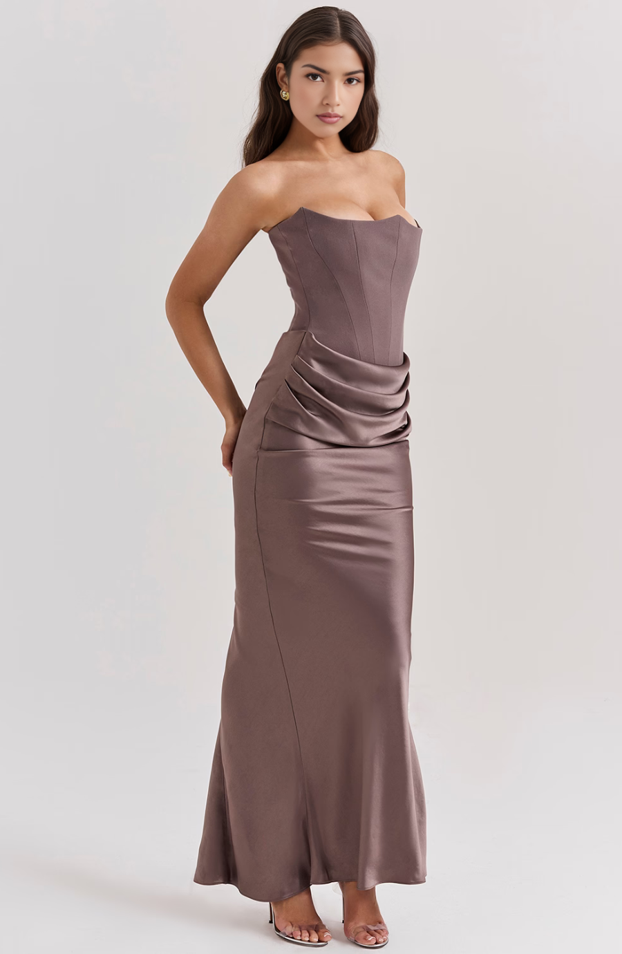 Strapless Corset Maxi Dress in Soft Fabric - Elegant Evening Wear for Special Occasions and Formal Events