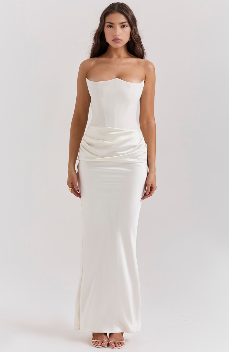 Strapless Corset Maxi Dress in Soft Fabric - Elegant Evening Wear for Special Occasions and Formal Events