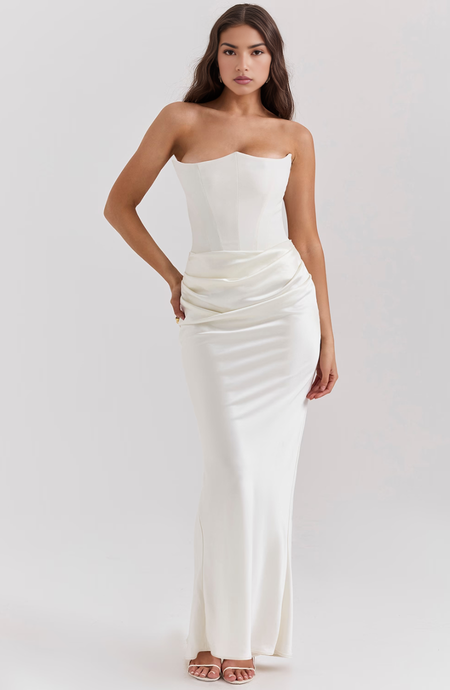 Strapless Corset Maxi Dress in Soft Fabric - Elegant Evening Wear for Special Occasions and Formal Events
