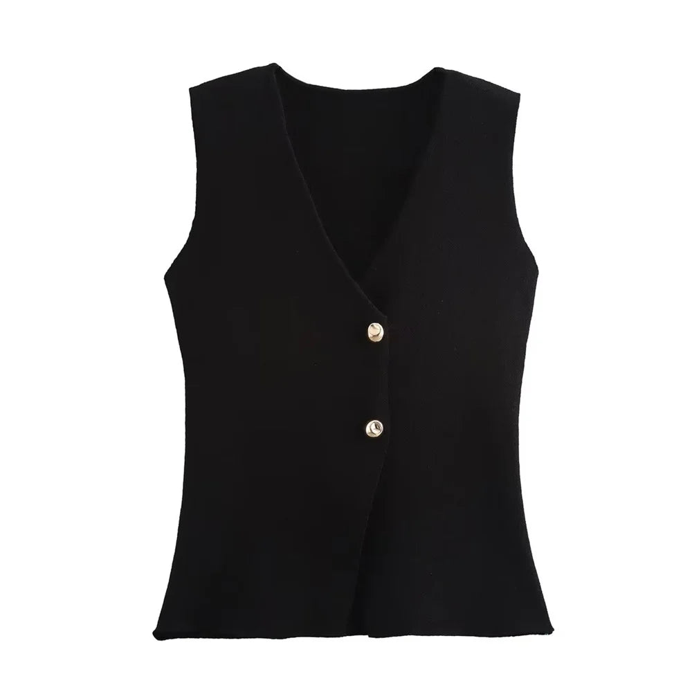 Tricot Knit Waistcoat for Women - Lightweight Layering Piece - Versatile Casual or Formal Wear - Available in Multiple Sizes
