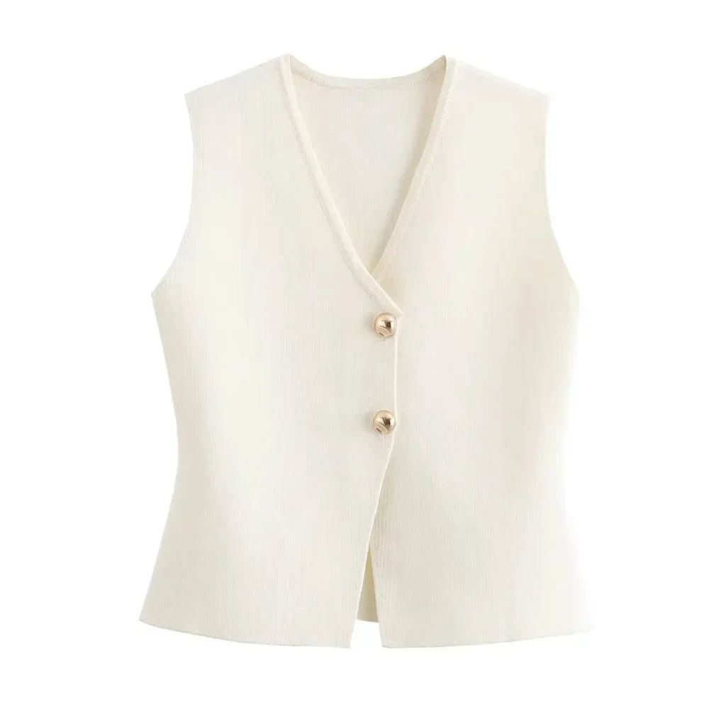 Tricot Knit Waistcoat for Women - Lightweight Layering Piece - Versatile Casual or Formal Wear - Available in Multiple Sizes