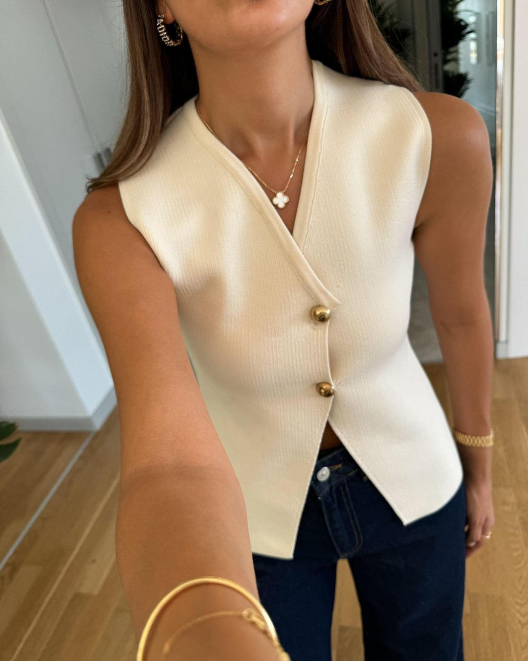 Tricot Knit Waistcoat for Women - Lightweight Layering Piece - Versatile Casual or Formal Wear - Available in Multiple Sizes