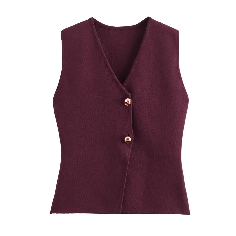 Tricot Knit Waistcoat for Women - Lightweight Layering Piece - Versatile Casual or Formal Wear - Available in Multiple Sizes