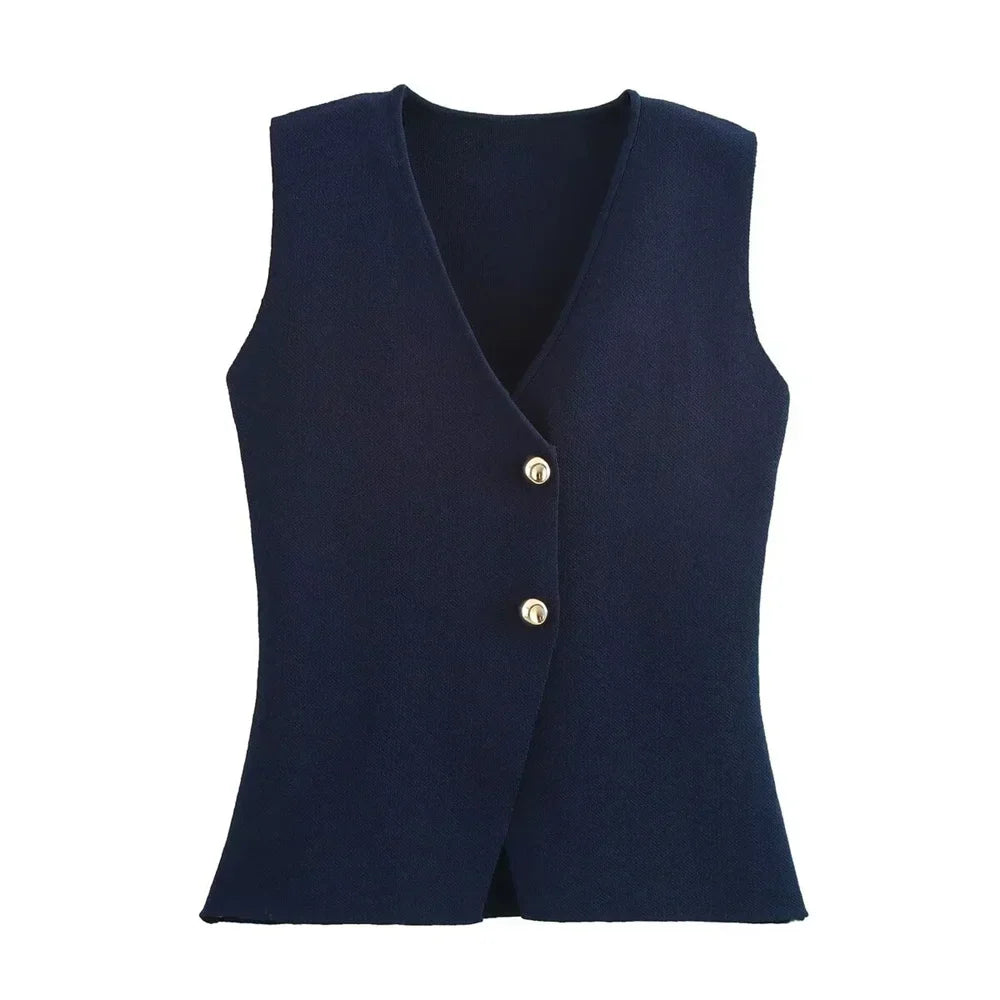 Tricot Knit Waistcoat for Women - Lightweight Layering Piece - Versatile Casual or Formal Wear - Available in Multiple Sizes