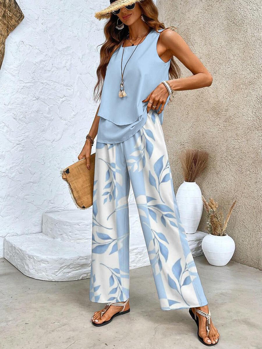 Two-Piece Summer Outfit Set for Women - Lightweight Fabric, Casual Style, Perfect for Beach or Outdoor Activities