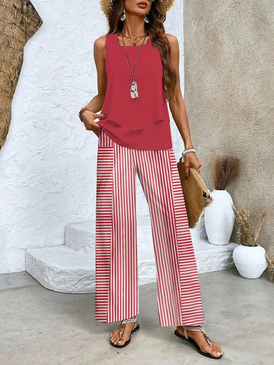 Two-Piece Summer Outfit Set for Women - Lightweight Fabric, Casual Style, Perfect for Beach or Outdoor Activities