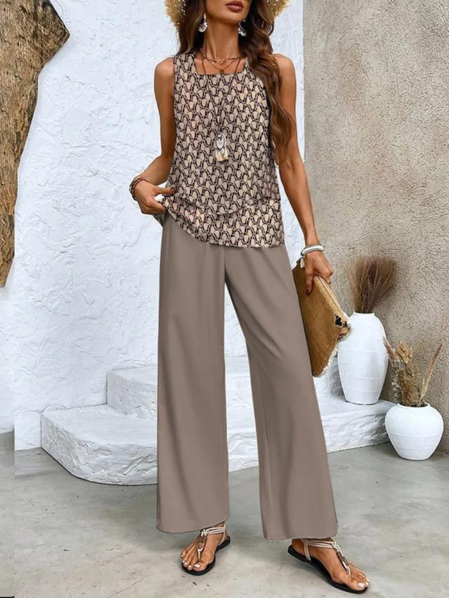 Two-Piece Summer Outfit Set for Women - Lightweight Fabric, Casual Style, Perfect for Beach or Outdoor Activities