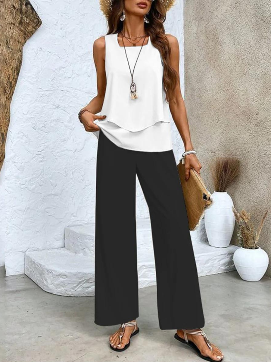 Two-Piece Summer Outfit Set for Women - Lightweight Fabric, Casual Style, Perfect for Beach or Outdoor Activities