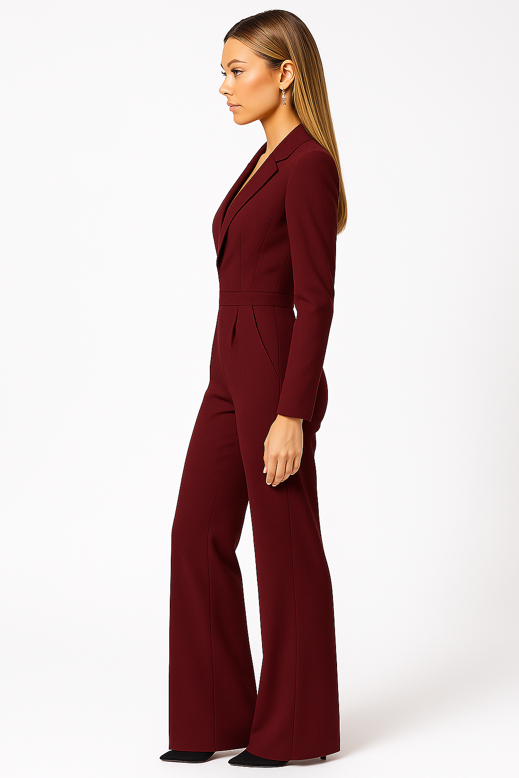 V-Neck Wide-Leg Jumpsuit in Soft Fabric for Casual or Dressy Occasions