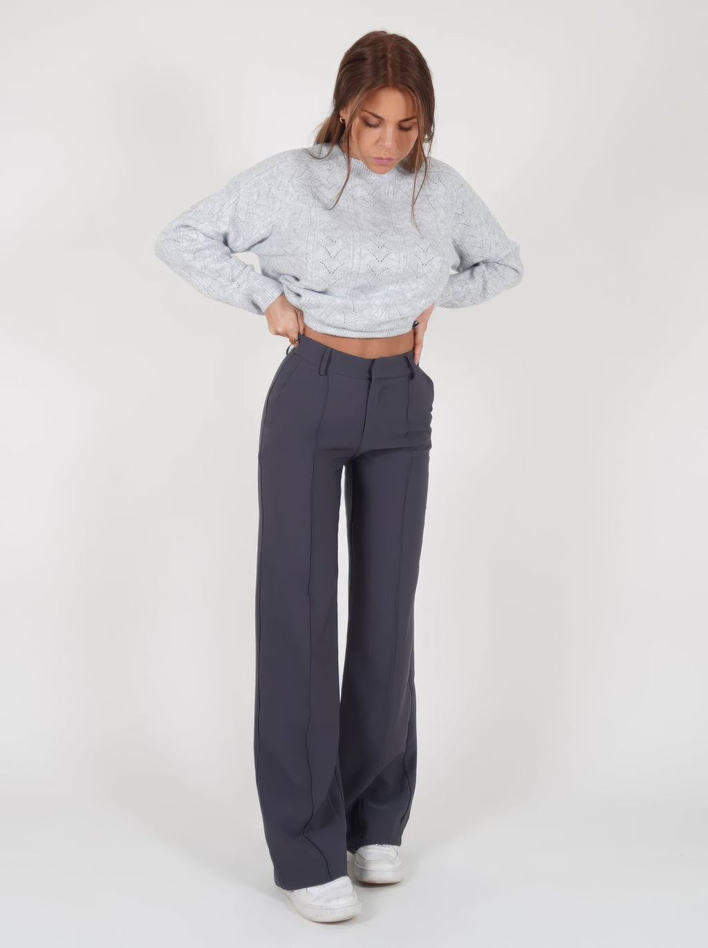 Wide-Leg High-Waisted Trousers for Women - Casual Cotton Pants for Everyday Wear