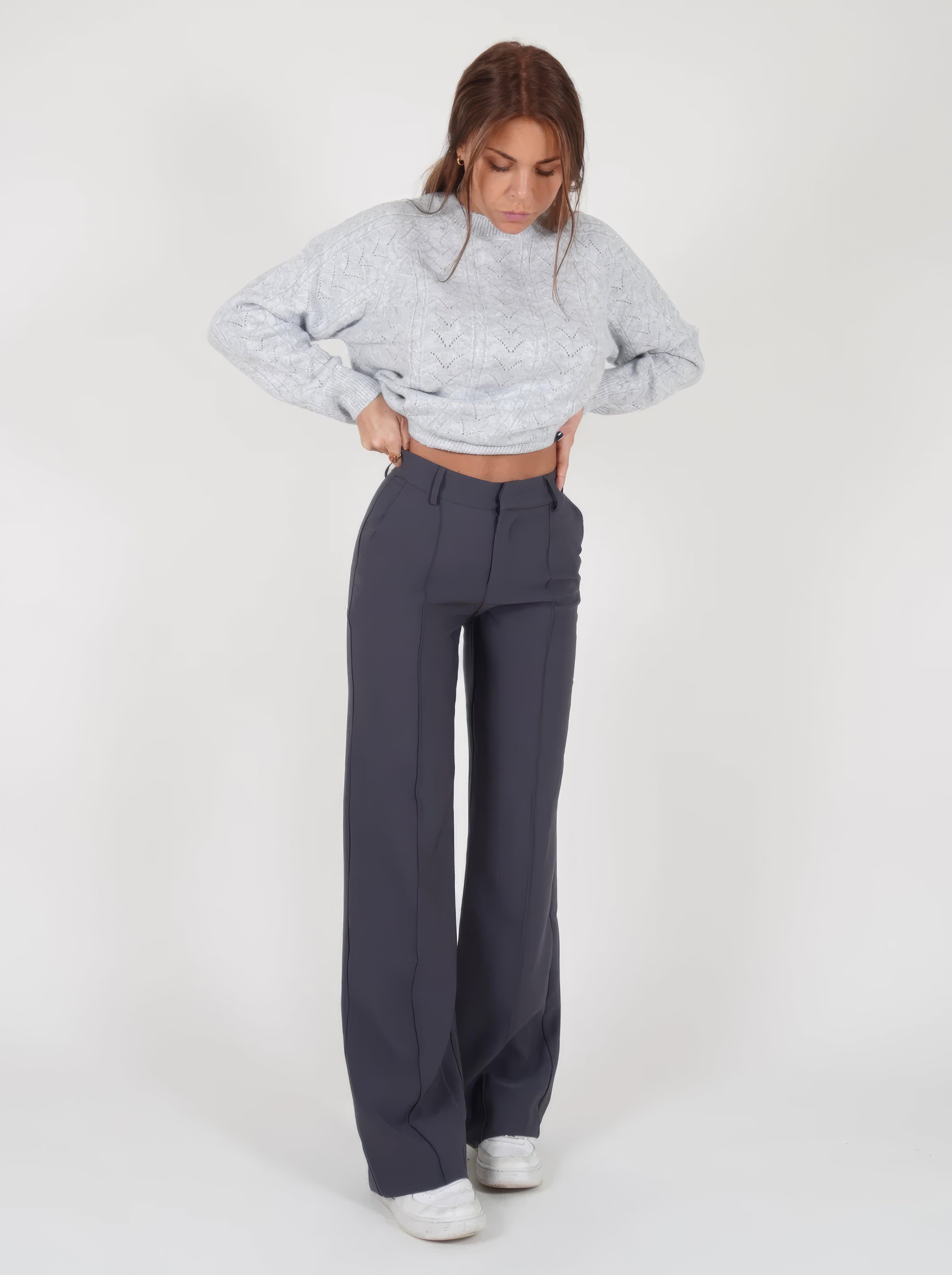 Wide-Leg High-Waisted Trousers for Women - Casual Cotton Pants for Everyday Wear