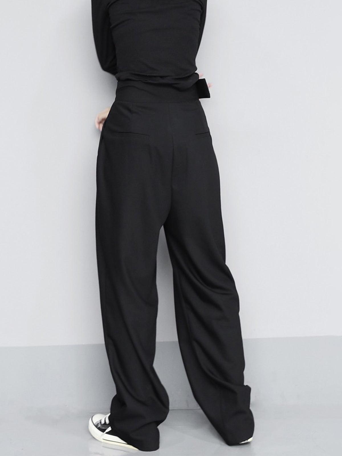 Wide Leg Pants with Velcro Waistband - Comfortable Casual Trousers for Everyday Wear