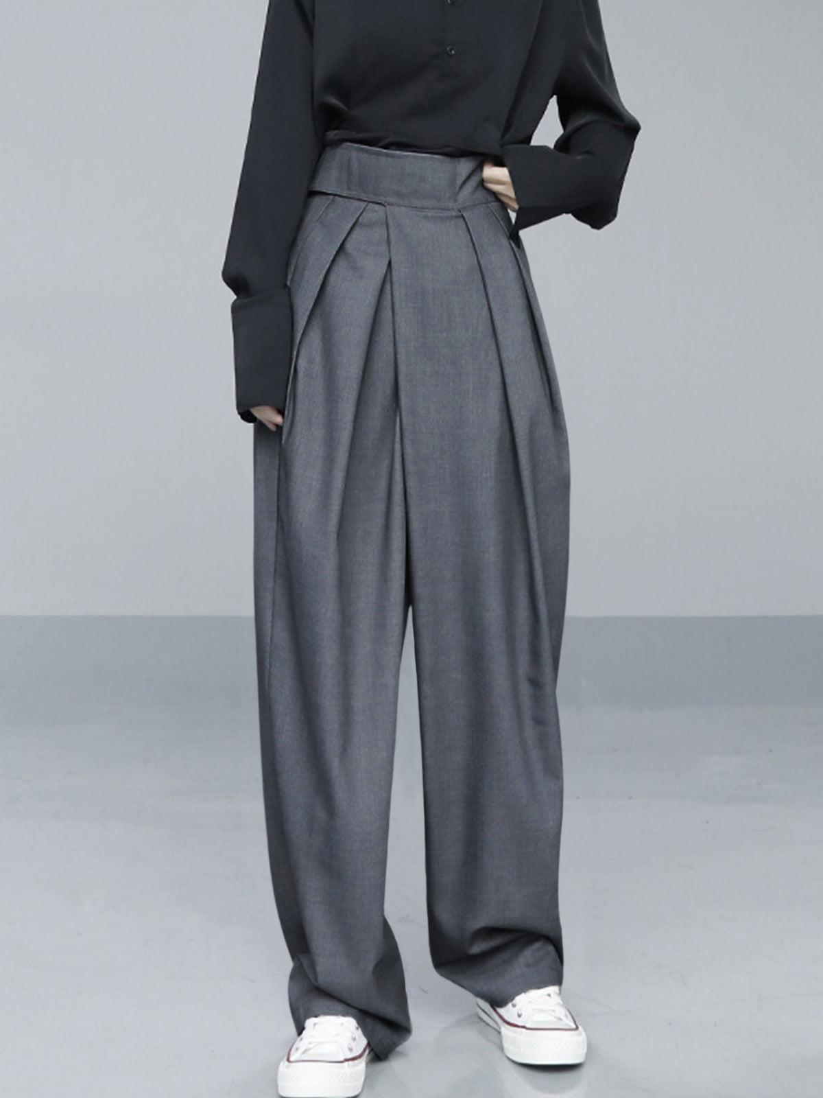 Wide Leg Pants with Velcro Waistband - Comfortable Casual Trousers for Everyday Wear