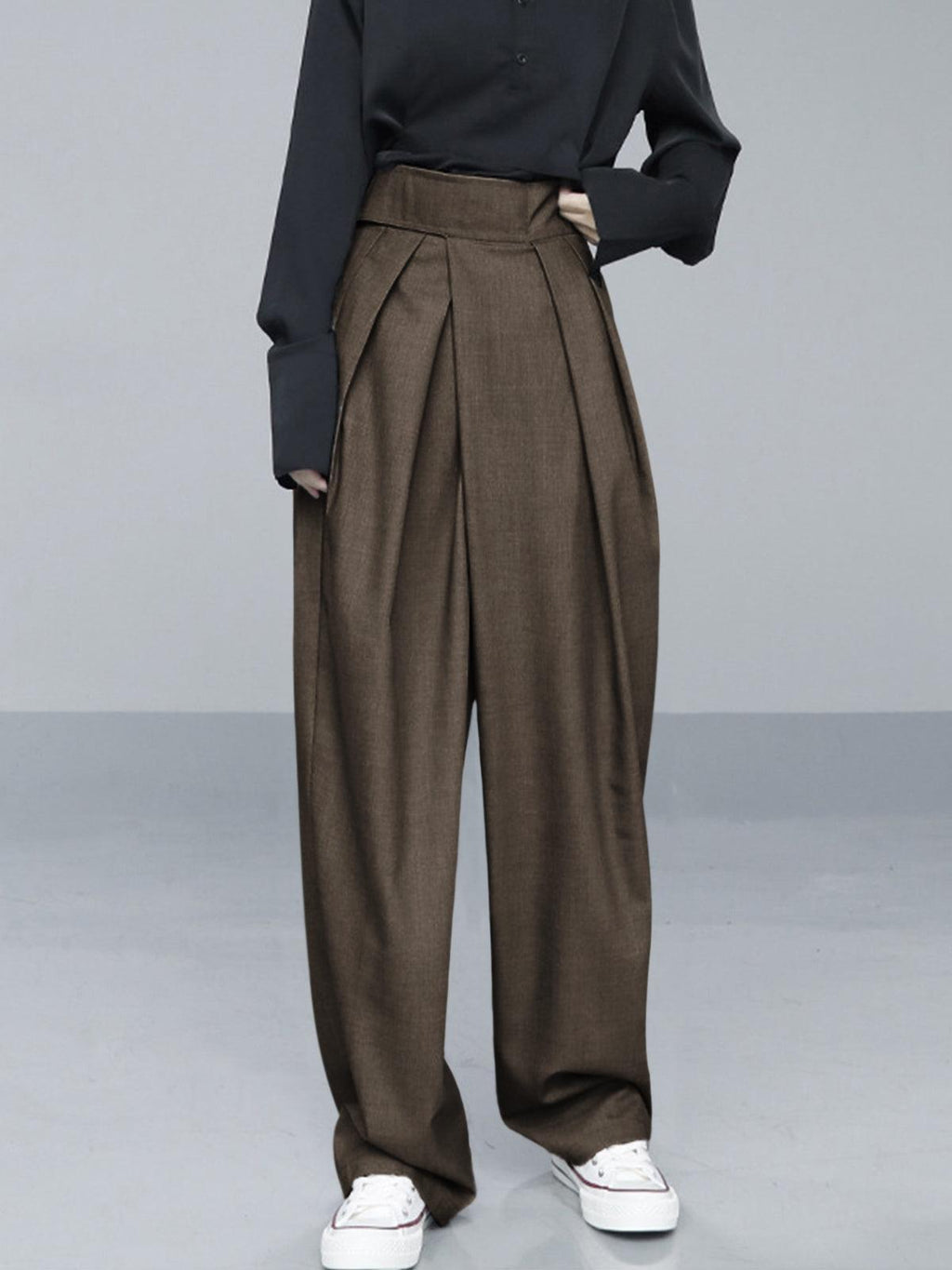 Wide Leg Pants with Velcro Waistband - Comfortable Casual Trousers for Everyday Wear