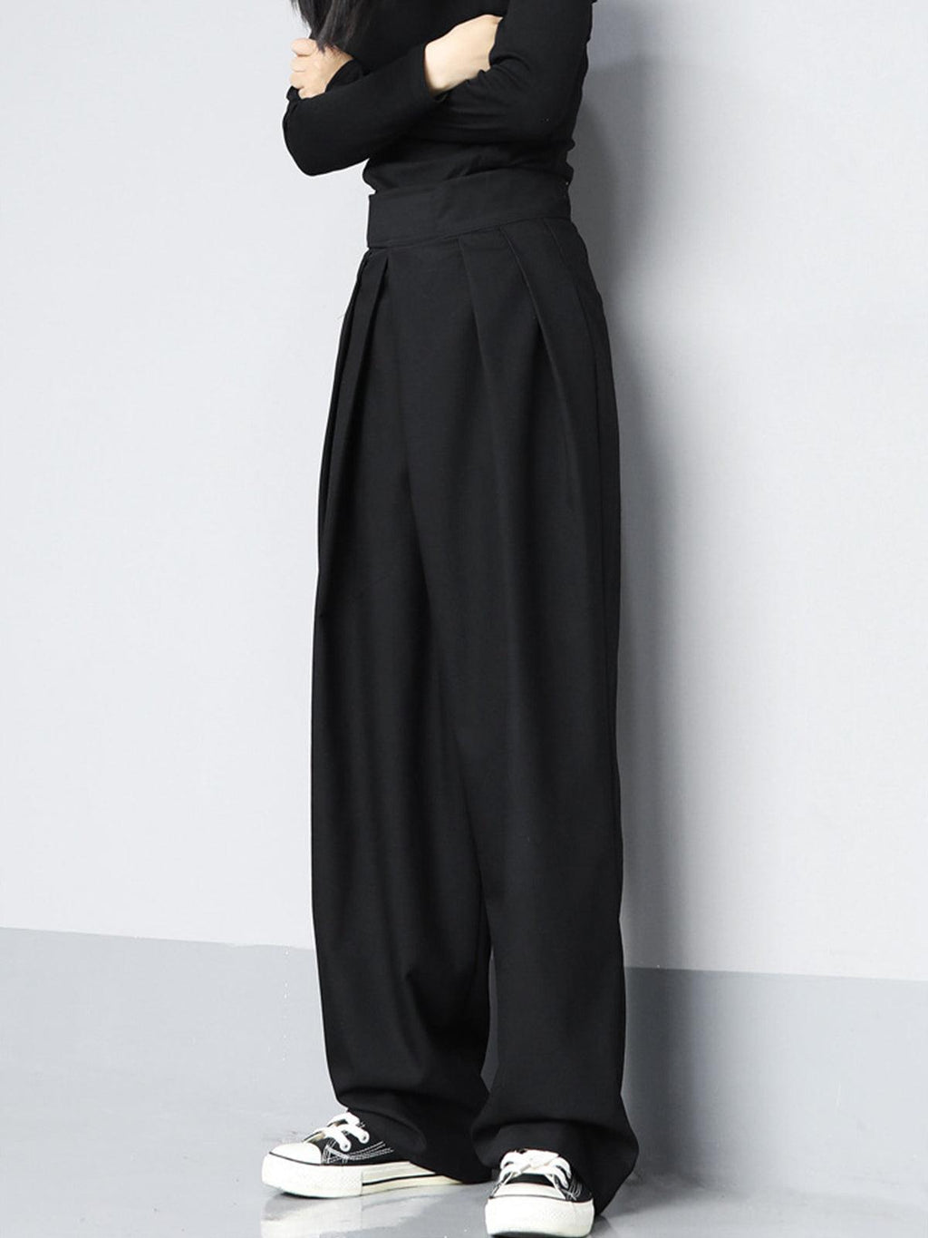 Wide Leg Pants with Velcro Waistband - Comfortable Casual Trousers for Everyday Wear