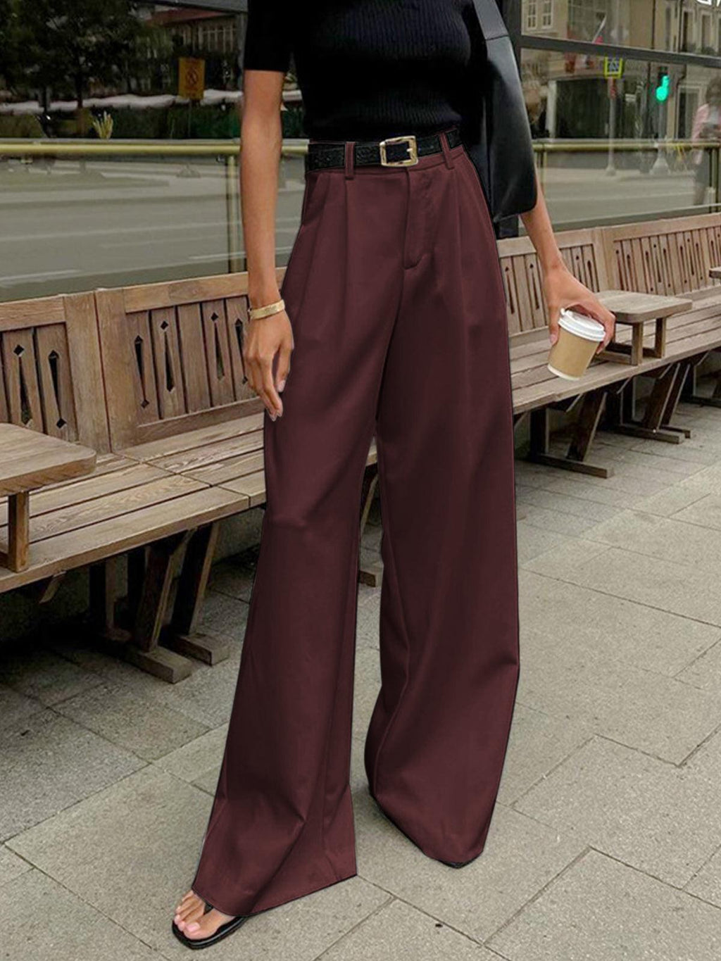 Wide-Leg Trousers for Women - Tailored Fit, Comfortable Fabric, Versatile Casual or Office Wear