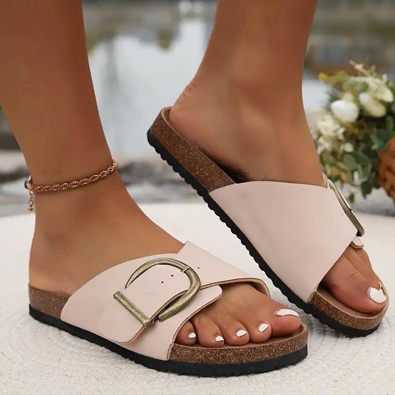 Women's Cork Slip-On Sandals for Casual Wear - Comfortable and Lightweight Footwear