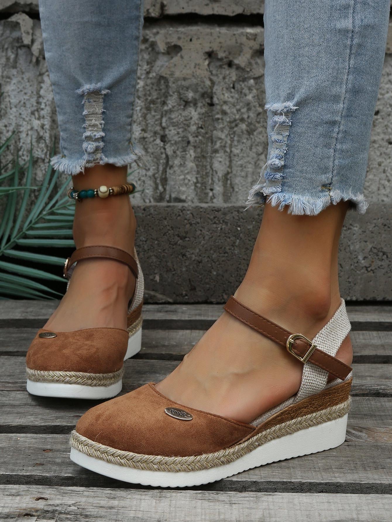 Women's Espadrille Sandals - Comfortable Canvas Slip-On Footwear for Casual Summer Outings