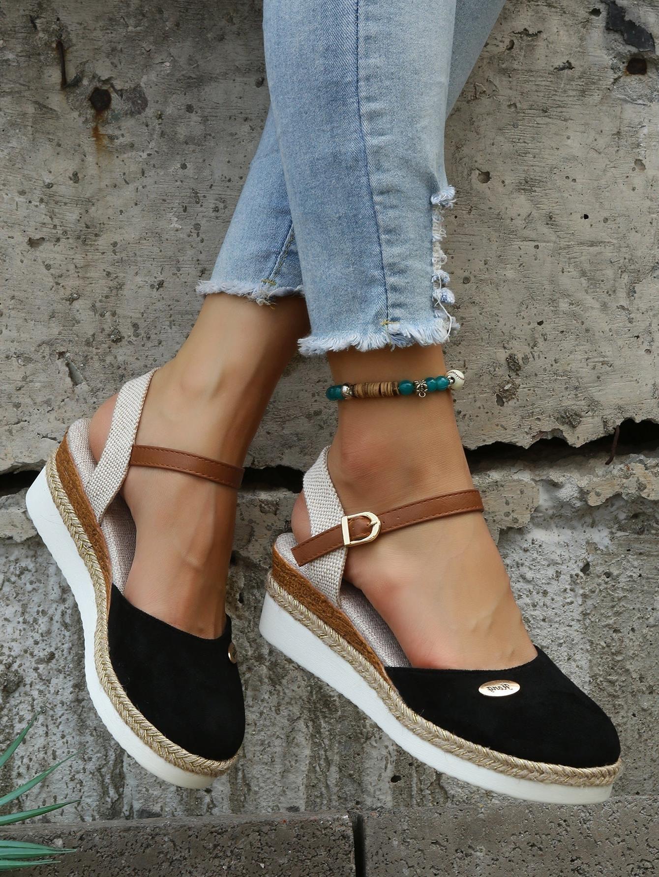 Women's Espadrille Sandals - Comfortable Canvas Slip-On Footwear for Casual Summer Outings