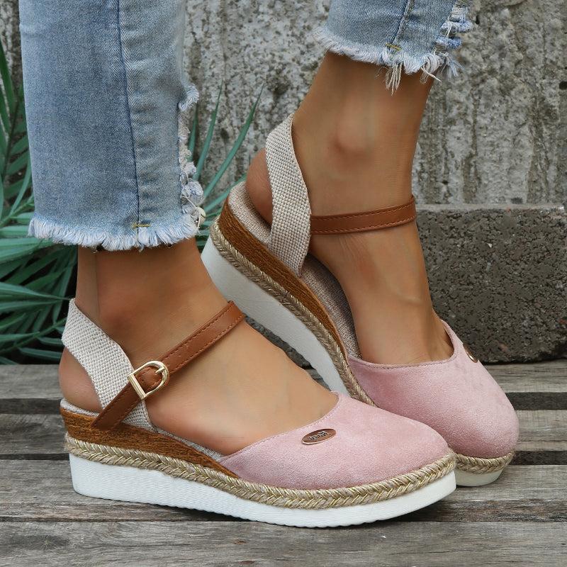 Women's Espadrille Sandals - Comfortable Canvas Slip-On Footwear for Casual Summer Outings
