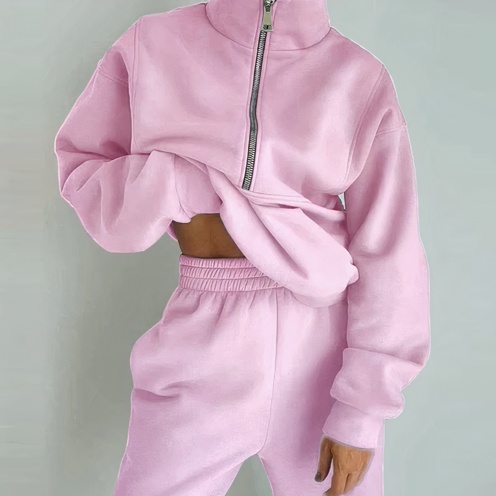 Women's Half-Zip Tracksuit Set - 2-Piece Athletic Outfit for Casual Wear and Exercise