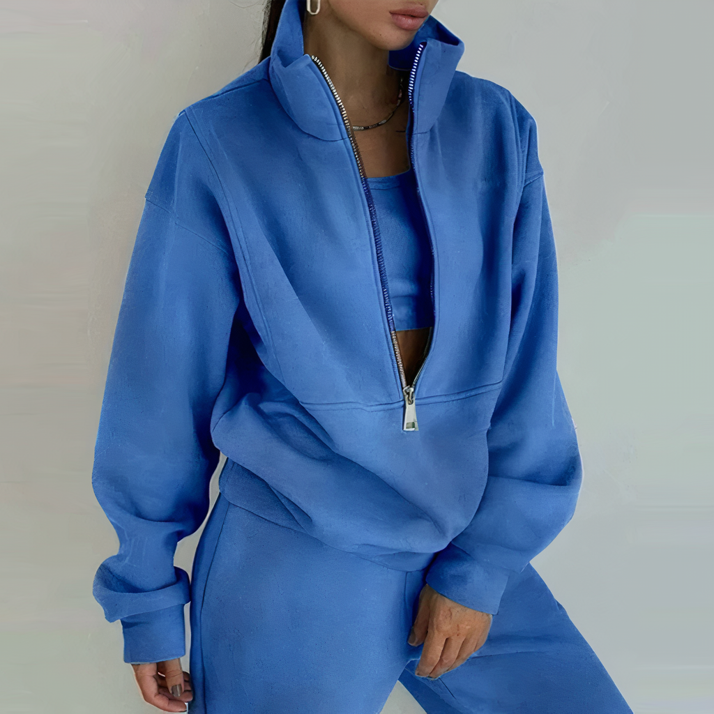 Women's Half-Zip Tracksuit Set - 2-Piece Athletic Outfit for Casual Wear and Exercise