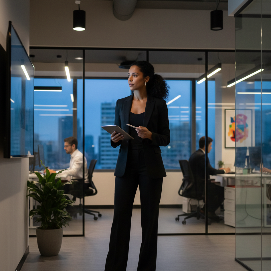 Women's Tailored Blazer and Wide-Leg Trouser Set - Stylish Office Wear in Premium Fabric