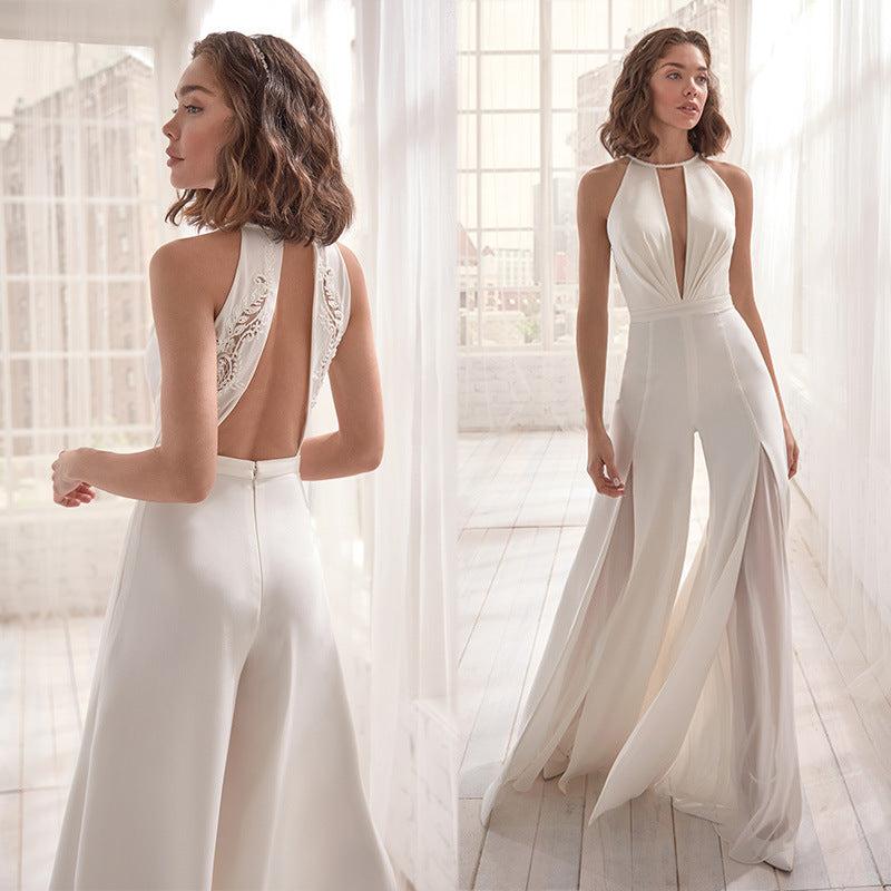 Women's V-Neck Elegant Luxury Jumpsuit - Formal Wear for Special Occasions