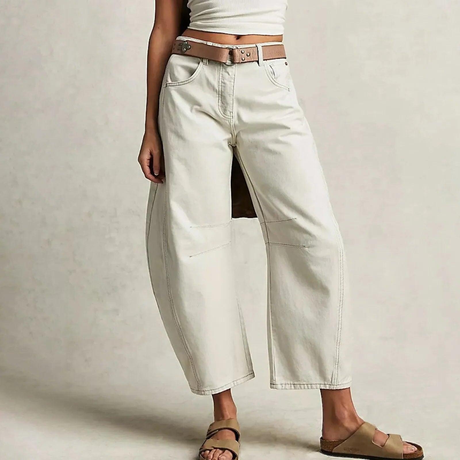 Women's Wide-Leg Jeans - Comfortable Casual Fit - Soft Denim - Everyday Wear